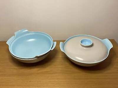 Buy Poole Pottery Sky Blue And Dove Grey Serving Bowls And 1x Lid • 12.99£