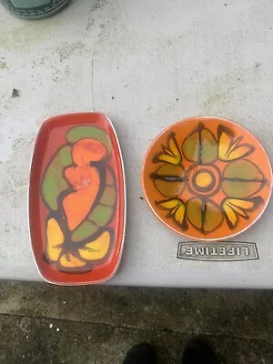 Buy 2 BEAUTIFULLY COLOURFUL POOLE POTTERY PIN/TRINKET DISHes • 10£