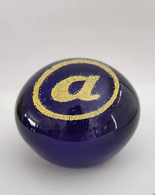 Buy Vintage Blue And Yellow Glass Paperweight. Letter A. Art Glass. • 7£