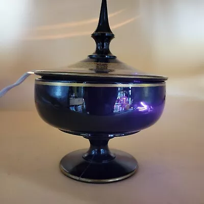 Buy Black Amethyst Depression Glass Pedestal Candy Dish/Bowl With Lid  • 48.04£