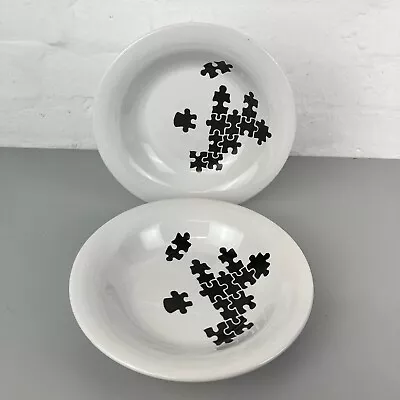 Buy Hornsea Pottery Jigsaw Puzzle Pattern Design 2 X Shallow Bowls 9  Black & White • 9.99£