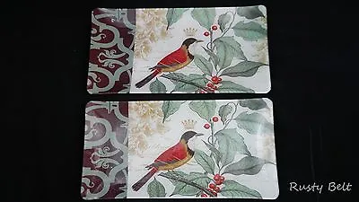 Buy 2 Rectangular Dishes With Crowned Bird Berry And Leaf Design And Unique Crazing  • 28.41£