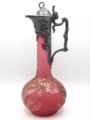 Buy WMF Art Nouveau CRANBERRY CAMEO ETCHED Glass CLARET JUG C.1906 Special Quality • 375£