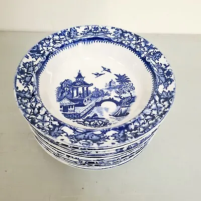 Buy 10 X Antique Old Alton Ware England Blue & White Small Berry Bowls • 30£
