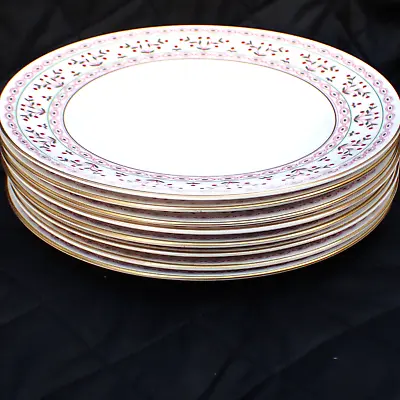 Buy Set Of Eight Royal Crown Derby Bone China Brittany Pattern 8 1/2  Salad Plates • 89.95£