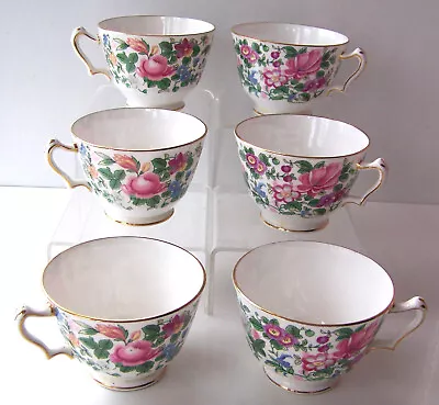 Buy 6X Crown Staffordshire   Thousand Flowers   Tea Cups Only ( C1913 ) • 15.99£