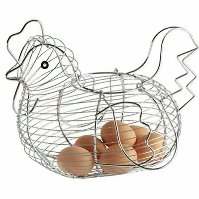 Buy Chrome Wire Chicken  Hen Egg Basket Holder Kitchen Storage Rack Eggs Container • 11.98£