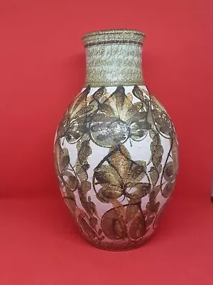 Buy Large Vintage Denby Bourne Signed Glyn Colledge Vase. Leaves Green Brown. 29cm • 15£