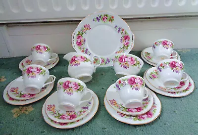 Buy Duchess 21 Piece Bone China Tea Service /Set Pretty Pink & Lilac Flower Pattern  • 45.99£