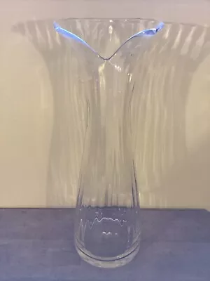 Buy Dartington Crystal Glass Tall Tapered Ribbed Split Rim Beaked Vase 13” • 12£