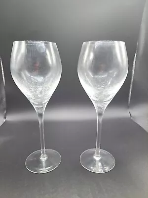 Buy Pier 1 REFLECTIONS Crackle 2 Wine Glasses Water Goblets Clear Glass • 28.81£
