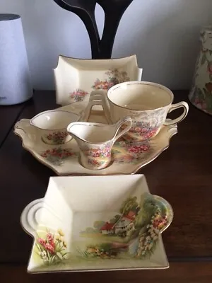 Buy Vintage Royal Winton Grimwades Red Roof Cottage 7pc Breakfast Set For One • 45£