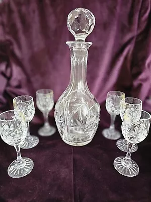 Buy Zawiercie 24 Percent Lead Crystal Hand Cut Decanter And Small Glasses Perfect • 70£