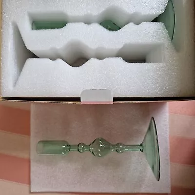 Buy Glass Candlestick Holder Set Of 2 New Green Poketo Boxed • 14.99£