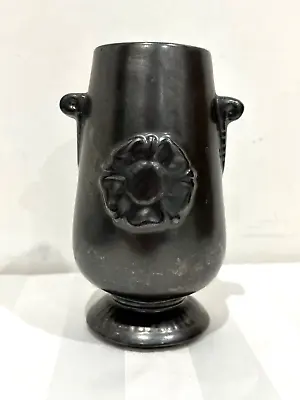 Buy Prinknash Abbey Pottery Black Lustre/Gun Metal Vase 16cm  Vintage • 14.99£