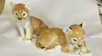 Buy Early USSR  Lomonosov Pair Of  Lion Cub   Figurines • 9.99£