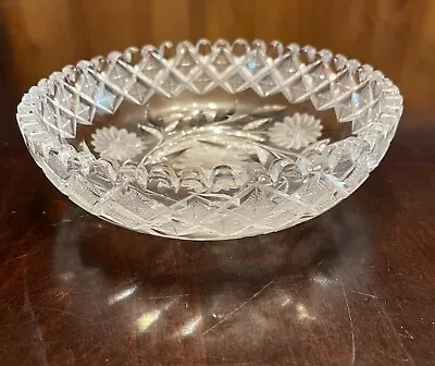 Buy Beautiful  Crystal Cut Glass  Etched Flowers  Ring  Bowl , Trinket Dish 6” • 14.23£