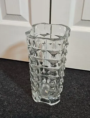 Buy Vintage France Luminarc Clear Heavy Glass Vase Geometric Mid Century Modern  • 15£