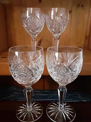 Buy 4 X Edinburgh Crystal ROYAL Pattern Large Wine Glasses 18cm • 99.99£