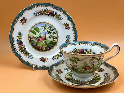 Buy Royal Albert Chelsea Bird Design Teal Tea Cup, Saucer & Side Plate Trio. 839184. • 49.95£
