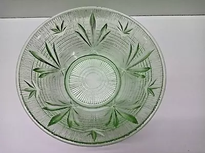 Buy Green Pressed Glass Large  Bowl 23 Cm Diameter • 6.99£