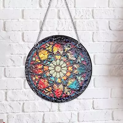 Buy Stained Glass Window Hanging Decor Floral Wall Art • 9.02£