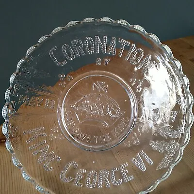 Buy Bagley King George VI Coronation Pressed Glass Commemorative Plate 1937  • 9£