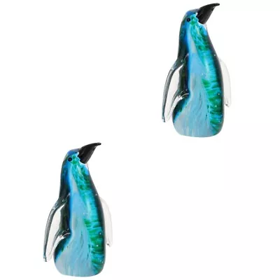 Buy  2 Pieces Penguin Ornaments White Crystal Statue Ocean Animal Adornment • 32.85£