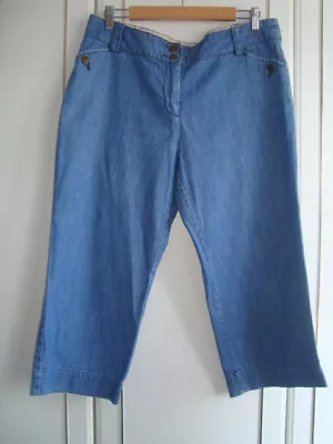 Buy Laura Ashley Blue Denim Crop Trousers Uk 14 • 6£