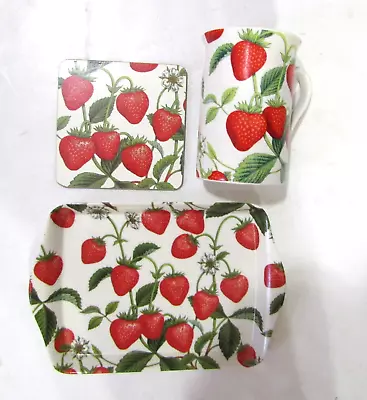Buy Kent Pottery Strawberry Mug Cup Tray Coaster Set New • 20.41£