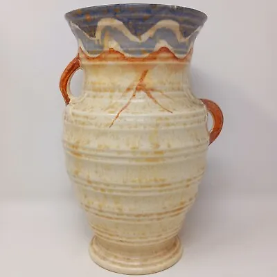 Buy Large Burleigh Ware Mid Century Grecian Style Vase Striped Floral Beige Blue 116 • 35£