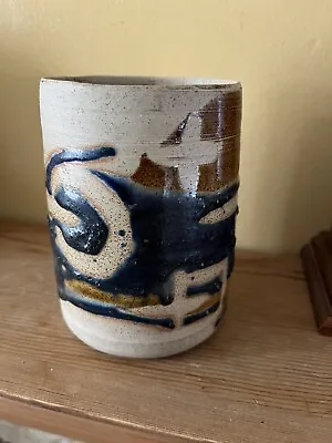 Buy Studio Pottery Pot Pen Pot Earthen Ware Abstract Design Has RG On The Base • 6£