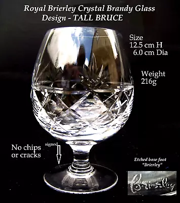 Buy Royal Brierley Crystal Cognac Brandy TALL BRUCE Design Glass Signed On Base Foot • 9.99£