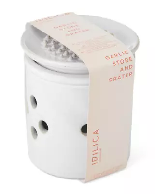 Buy Kitchen Craft Idilica Stoneware Garlic Storage Jar Pot With Grater Lid  Cream • 9.75£
