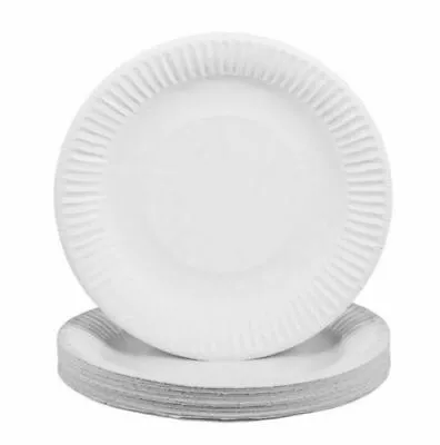 Buy Pack 100 X 18cm Disposable White Party Food Buffet Plates 7  Tableware KCP1007 • 5.99£
