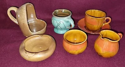 Buy 3 Wesuma Art Pottery Art Deco Pieces & 3 Un-marked Pieces Possibly Brannam Barum • 30£