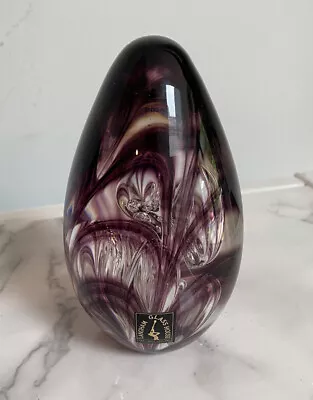 Buy Langham Glass House Paperweight Amethyst Conical Shaped Original Label • 18£