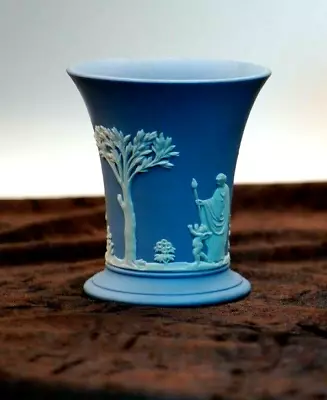 Buy Vintage Wedgwood Blue Jasper Ware Vase Greek Mythology • 68£