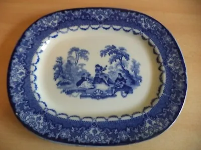 Buy Doulton Burslem Watteau Old Antique Flow Blue & White Pottery Meat Platter Plate • 42.99£