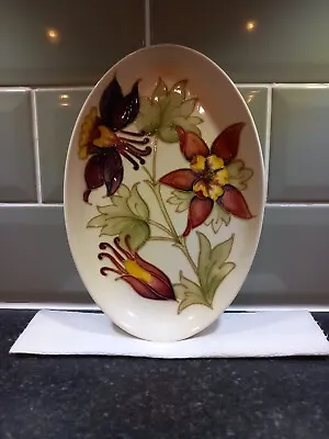 Buy Vintage Walter Moorcroft Oval Plate With Bright Red Flowers On Ivory Ground . • 95£
