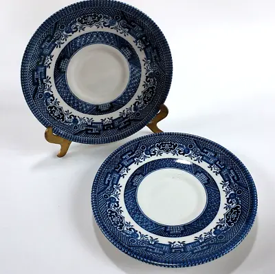 Buy Churchill Blue Willow China Saucers 5 1/2  Made In England Lot Of  2 Vtg • 6.81£