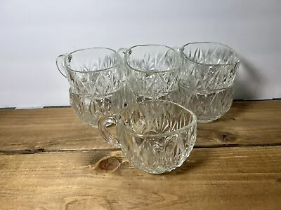 Buy Williamsport Hazel Atlas Clear Square Pressed Glass Vintage Punch Cups Lot Of 7 • 18.99£