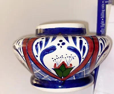 Buy Mexican Blue Brown White Hand Painted Pottery Vase • 14.44£