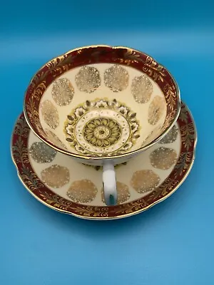 Buy Royal Grafton Fine Bone China Made In England Maroon And Gold Tea Cup And Saucer • 19.92£