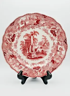 Buy Antique (1800s) Red Grecian Fountain Transferware Plate By William Adams • 56.90£