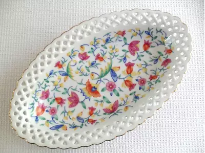 Buy  German RETICULATED FLORAL CHINTZ Oval Bowl • 24.62£