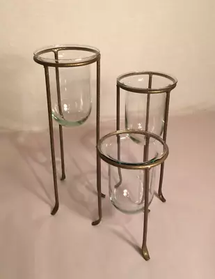 Buy Bell Shaped Metal Glass CANDLE HOLDERS (3 Count) 10  , 8 , 6  Tall • 16.12£