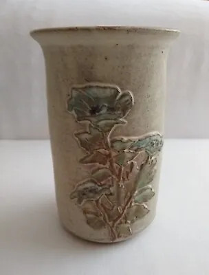 Buy Vintage Tregaron Cymru Welsh Stoneware Studio Art Pottery Raised Floral Vase  • 10£