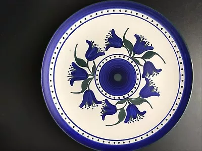 Buy Studio Pottery Hand Thrown Stoneware Plate Hand Painted Bluebells 27cm Signed • 18£