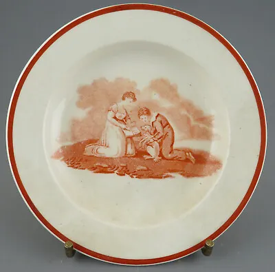 Buy Antique Pottery Creamware Red Transfer Wedgwood Child's Plate 1820 • 39£